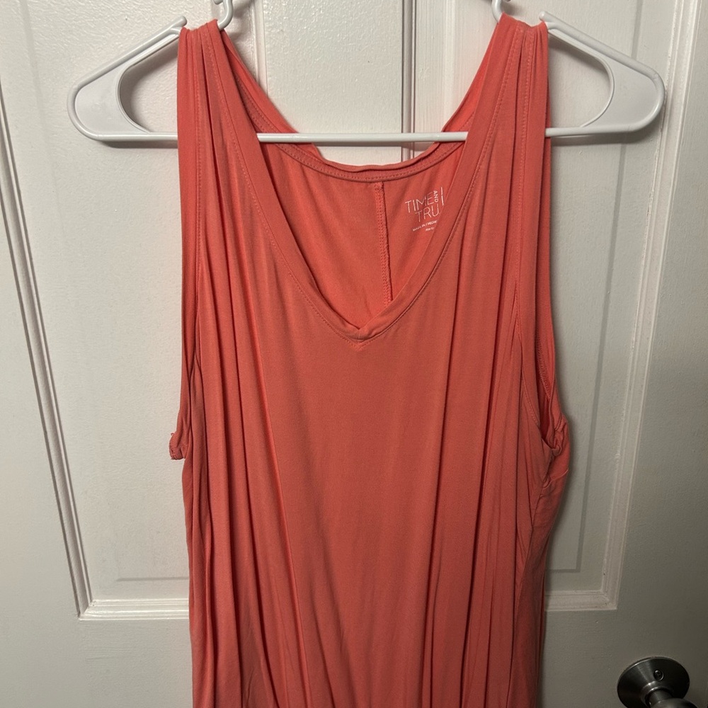 Time and Tru V-Neck Coral Tank Top